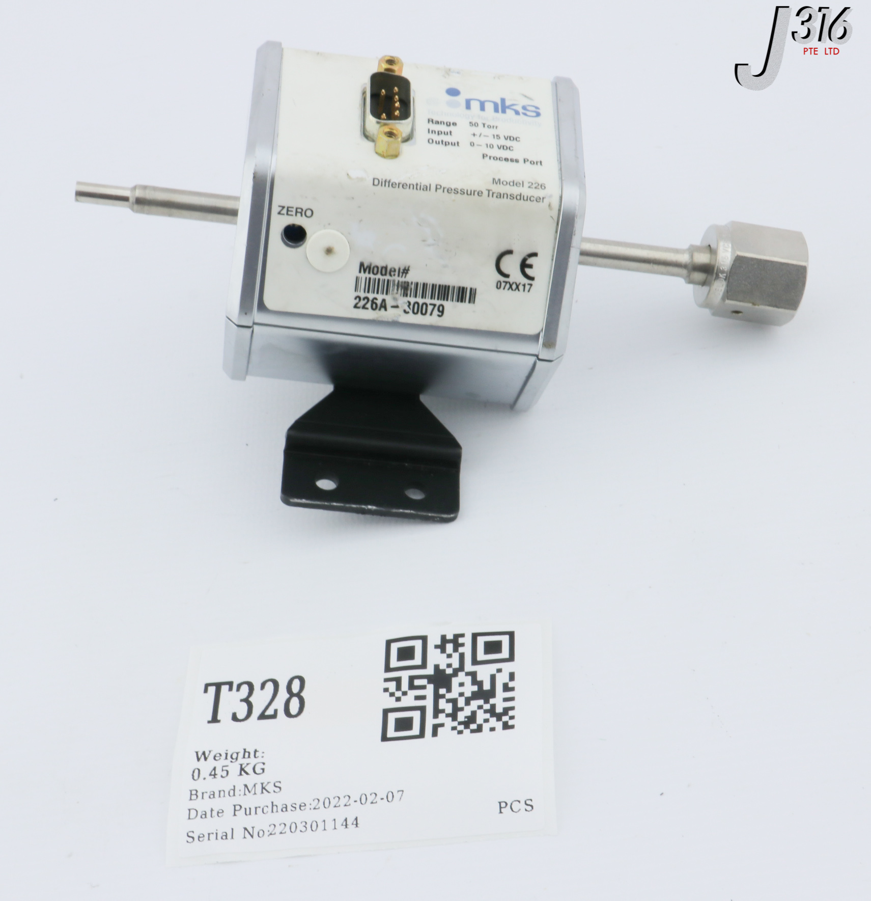 T328 MKS DIFFERENTIAL PRESSURE TRANSDUCER, MODEL 226, 50 TORR 226A ...